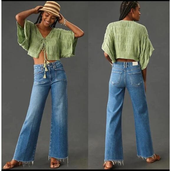 PAIGE Blue Flare & Wide Leg Jeans - Picture 1 of 13